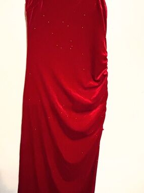 Red Velvet Evening Gown with Subtle Sparkle
